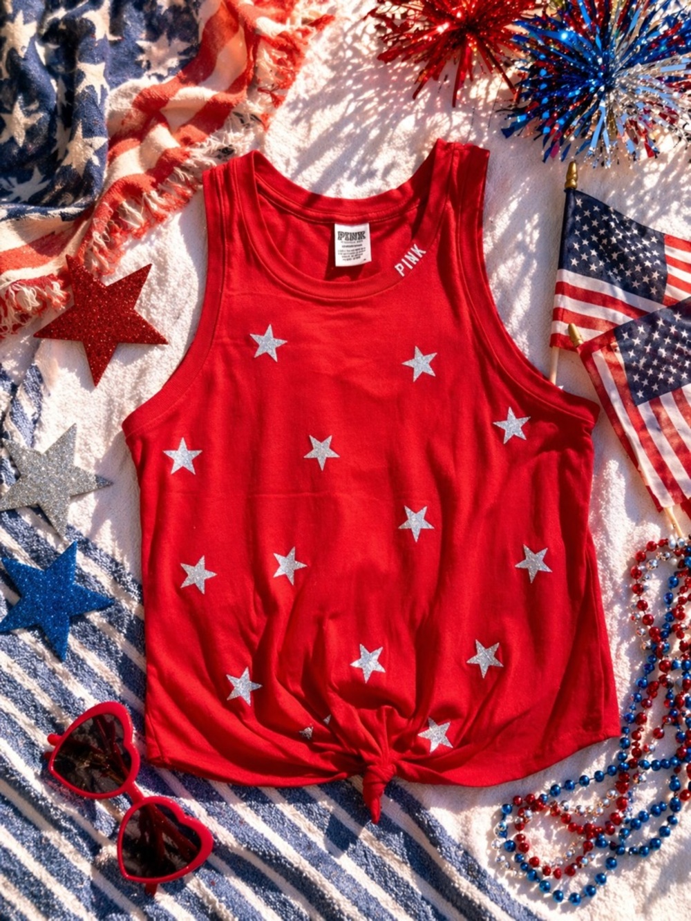 Victoria’s Secret PINK Red Star Tank Top Size Small